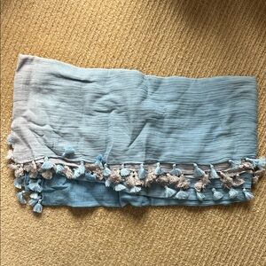 J. McLaughlin Blue and Gray Tassel Scarf